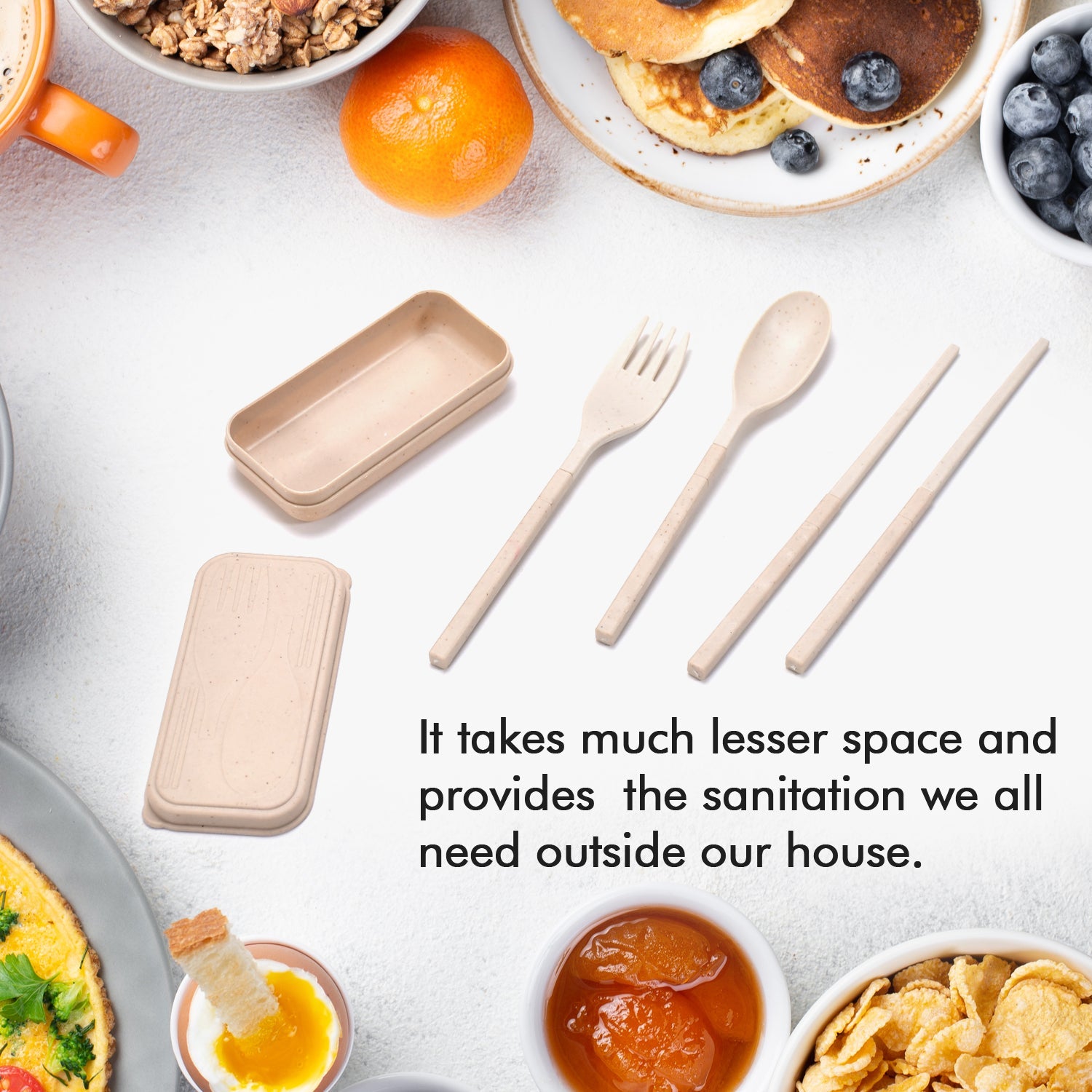 2243 Spoon Fork Chopsticks Set Dinnerware 3PCS/Set Lunch Tableware Detachable Cutlery Portable Travel Kitchen Accessories DeoDap 2243 Spoon Fork Chopsticks Set Dinnerware 3PCS/Set Lunch Tableware Detachable Cutlery Portable Travel Kitchen Accessories DeoDap